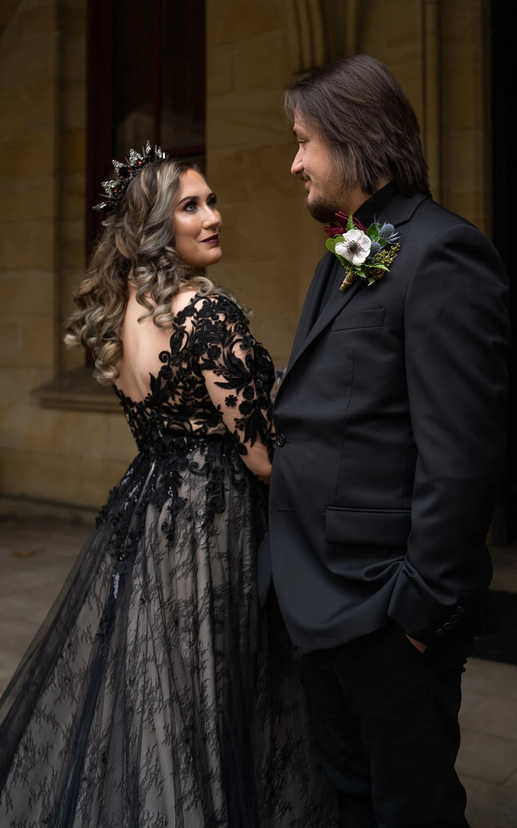 Modern Gothic Boho Lace Black Wedding ...