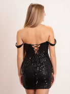 KissProm Beaded Short Off Shoulder Corset Short Homecoming Dress | The Off-the-shoulder & semi-sweetheart neckline adds a touch of romance, and the lace-up back ensures a perfect fit.