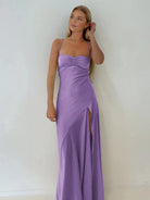 Notori | Spaghetti Straps Sheath Long Prom Dresses With Split - KissProm