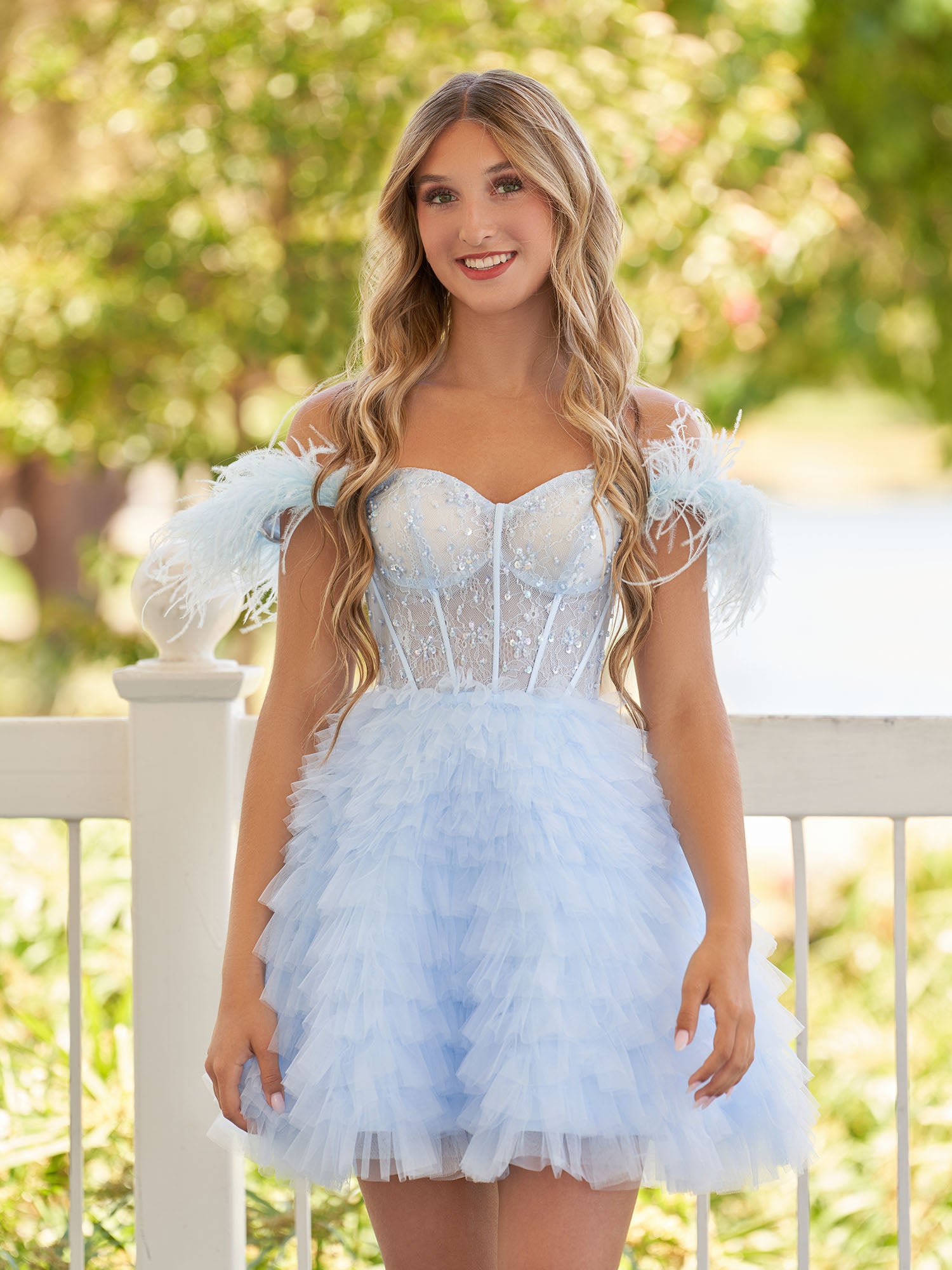 Olivia Short A Line Off the Shoulder Homecoming Dress with Feathers ...