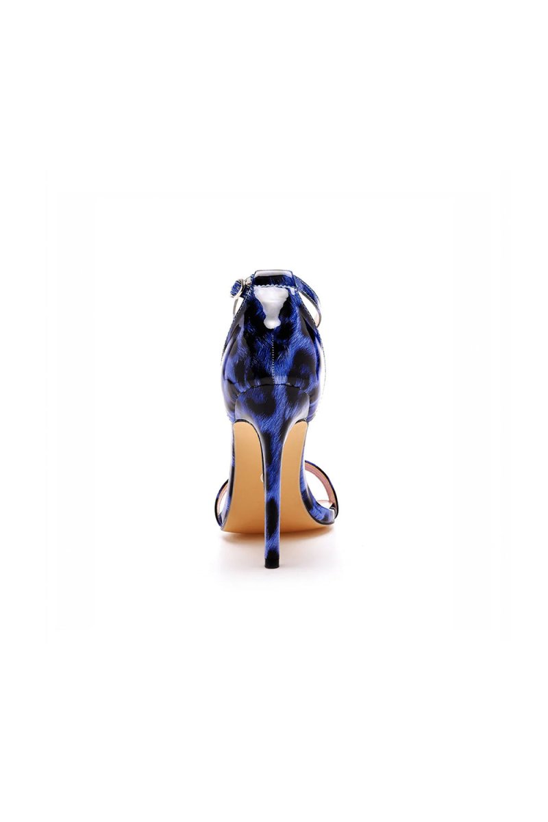 Open Toe Leopard Print Ankle Strap Stiletto High Heels - KissProm