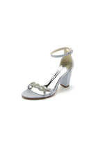 Open Toe With Rhinestone Chunky Heels - KissProm