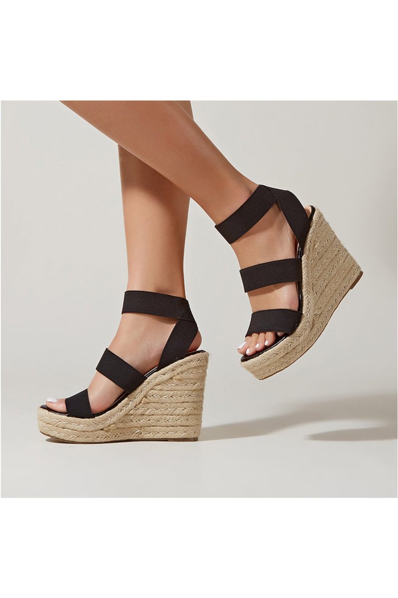 Outdoor Peep Toe Wedge Heel Shoes With Ankle Strap - KissProm