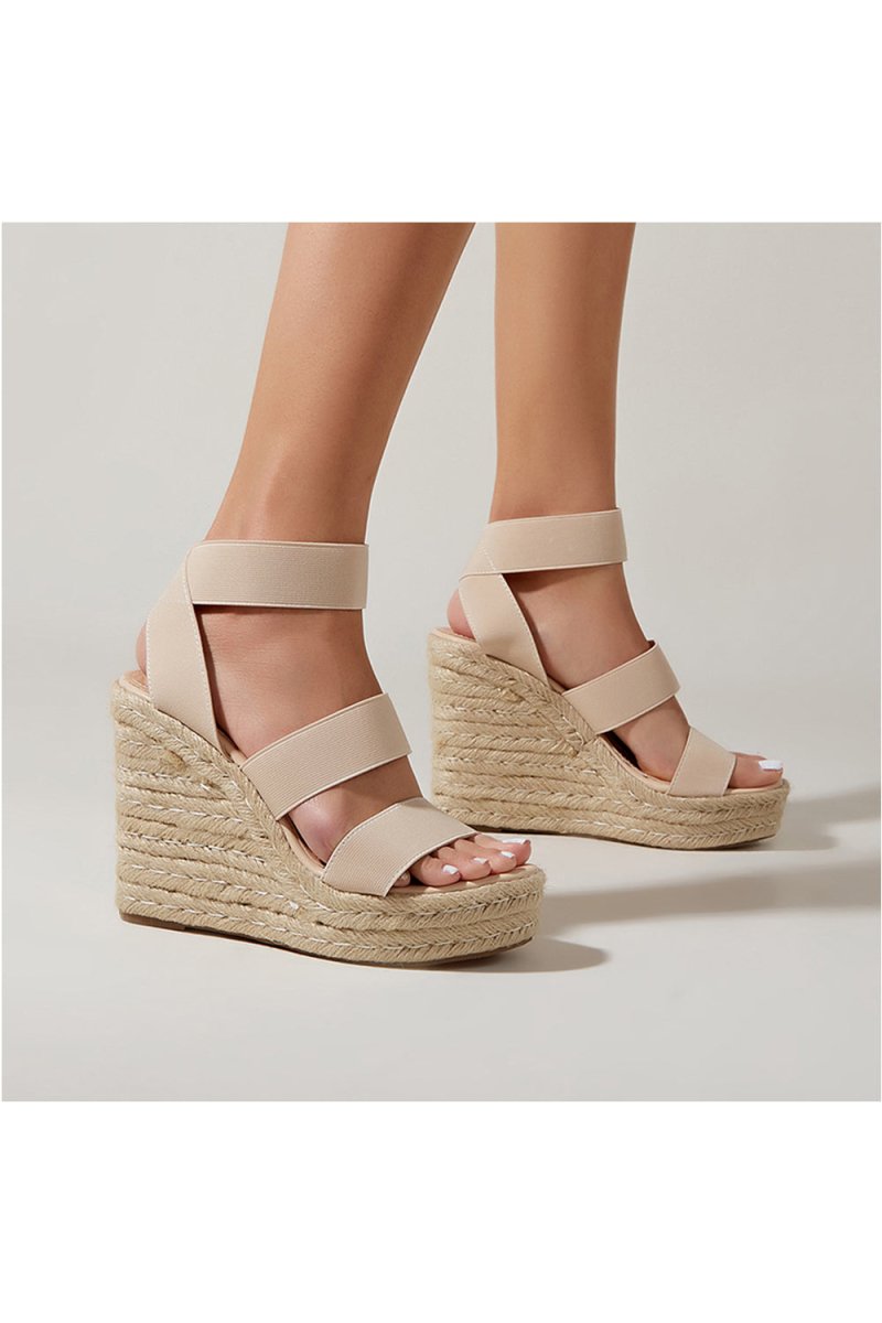 Outdoor Peep Toe Wedge Heel Shoes With Ankle Strap - KissProm