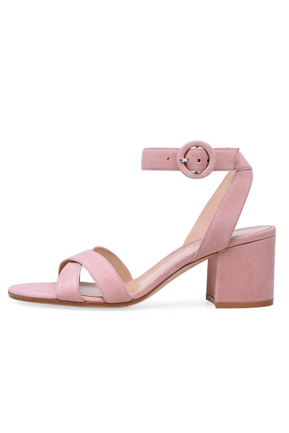 Party Suede Peep Toe Chunky Heel Shoes With Buckle Ankle Strap