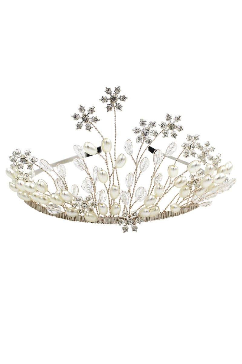 Pearl Snowflake Flower Bridal Crown - KissProm