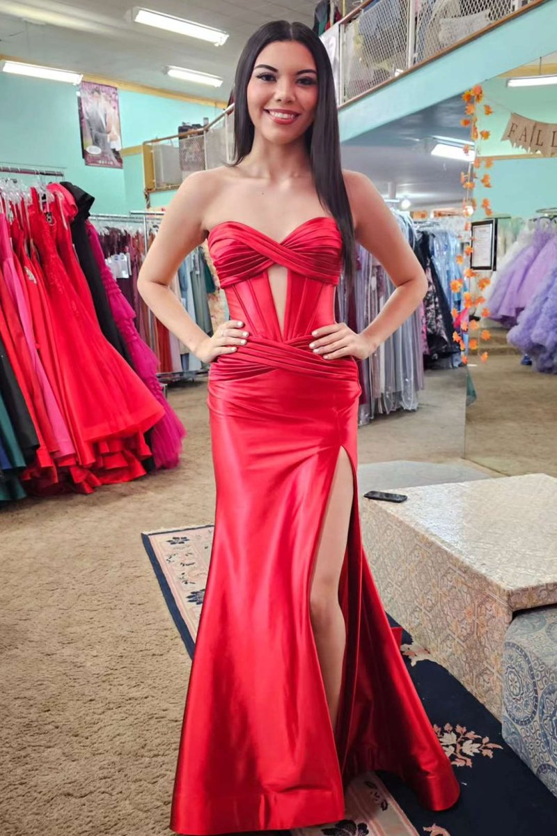 Brylee| Sweetheart Satin Mermaid Long Prom Dress - KissProm