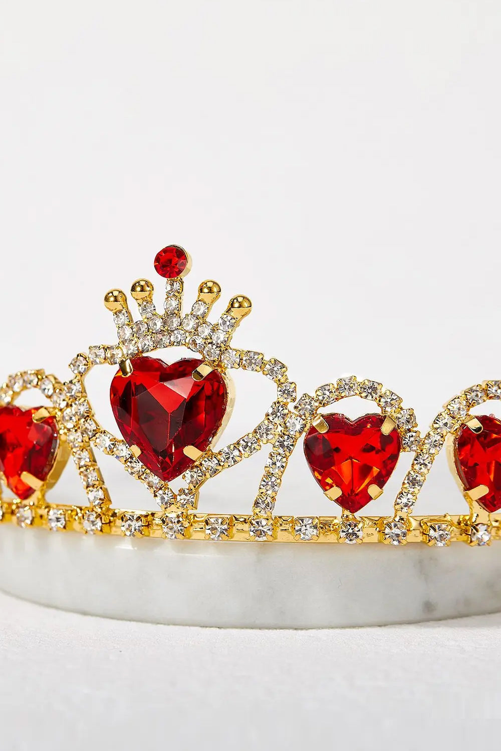 Red Heart Shape Crystal Rhinestone Tiara