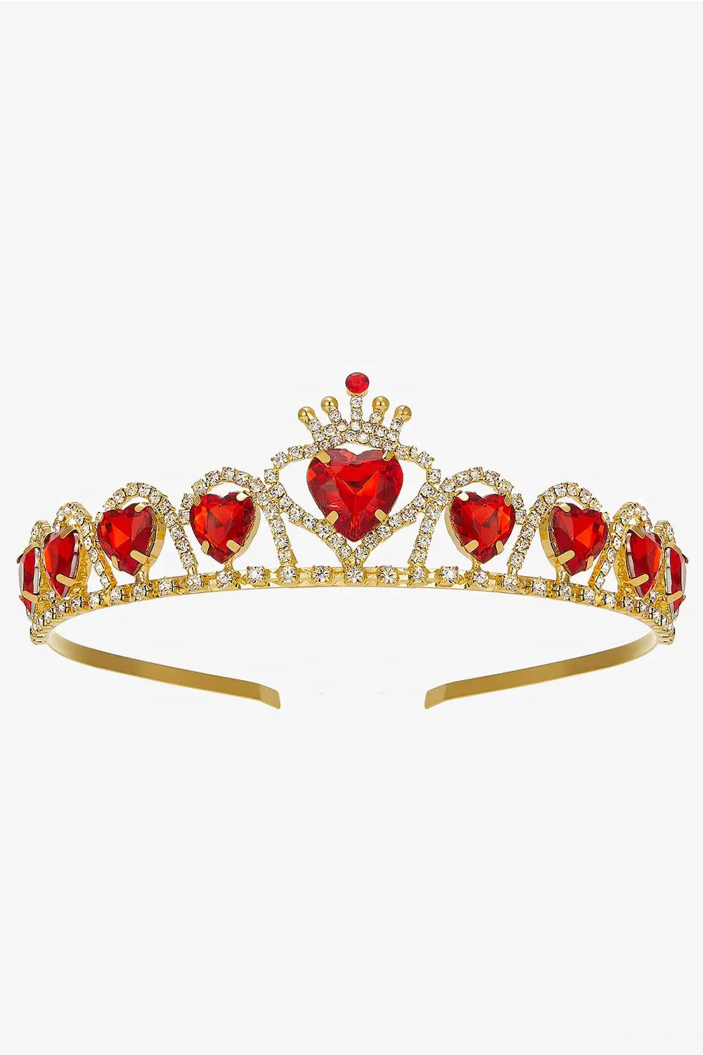 Red Heart Shape Crystal Rhinestone Tiara