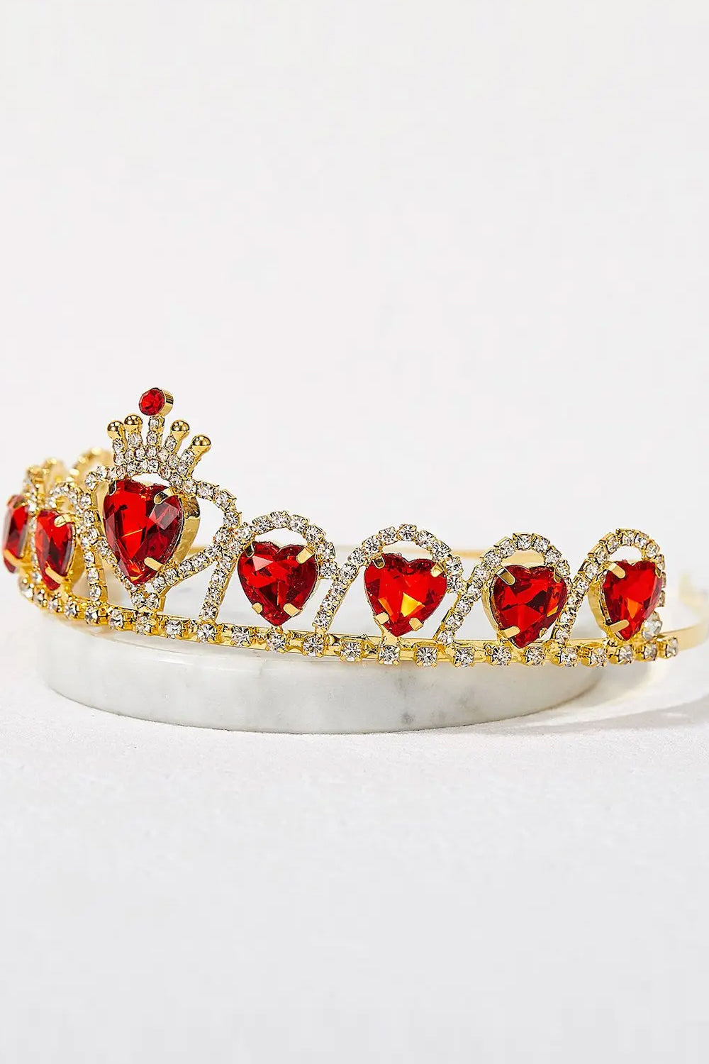 Red Heart Shape Crystal Rhinestone Tiara