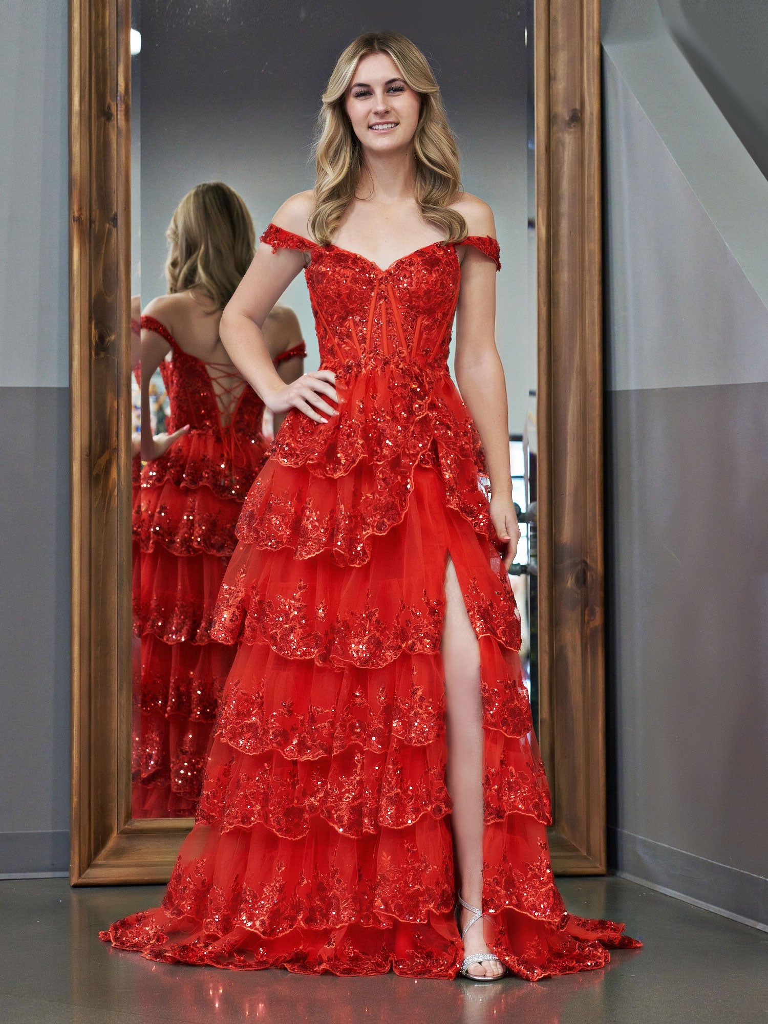 beautiful red princess dress