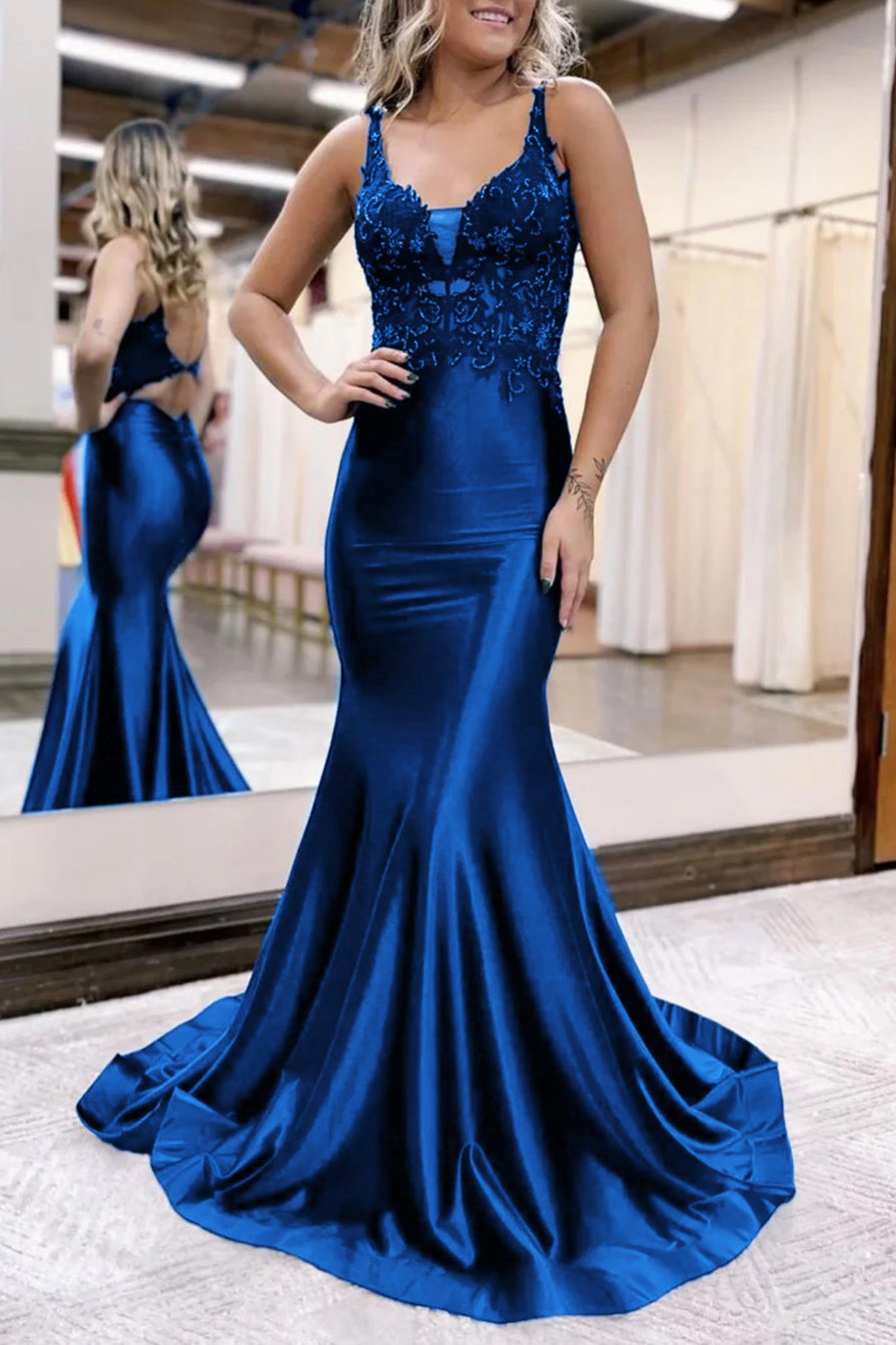 Deep blue gown best sale