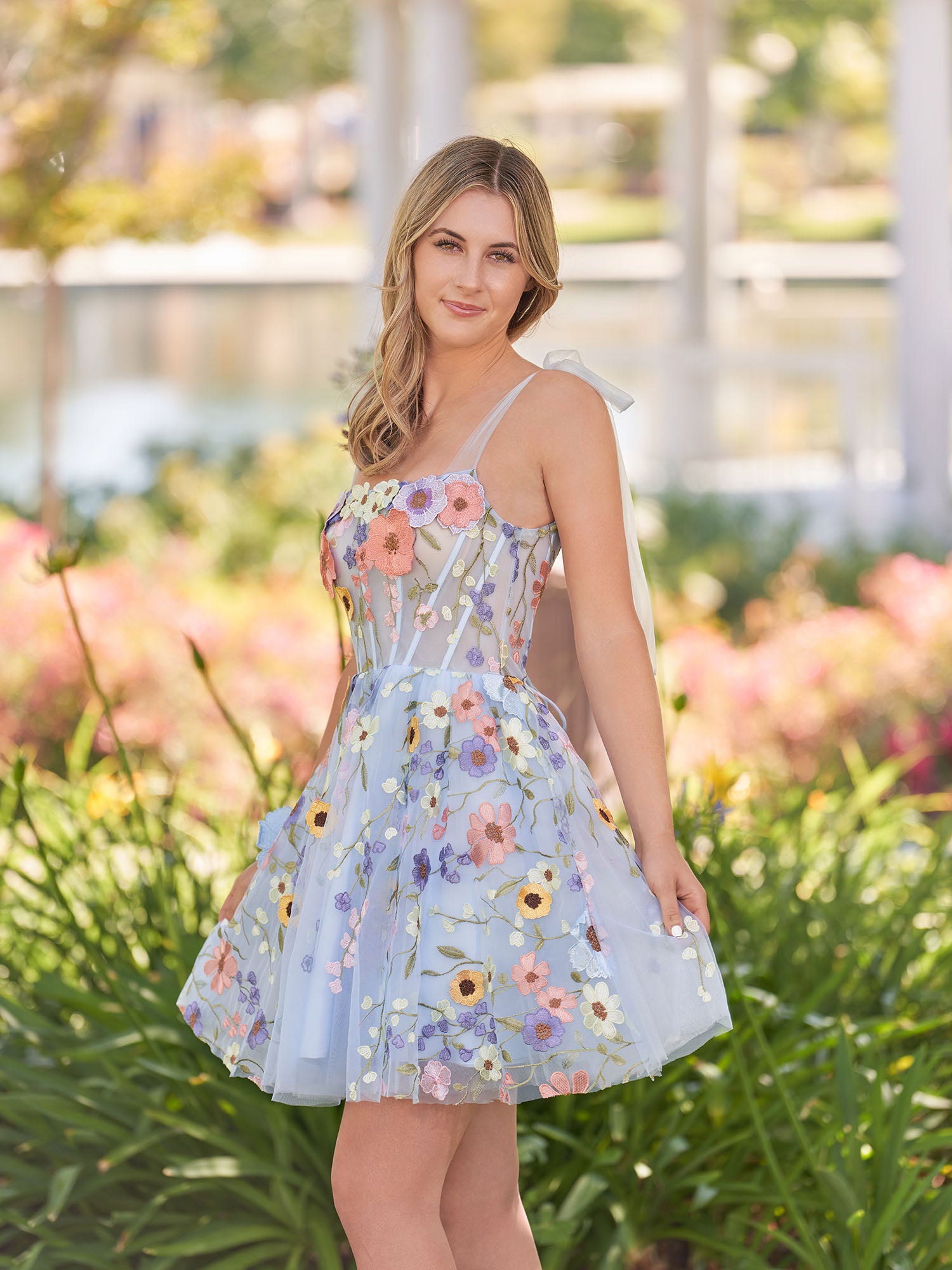 Sarah | A-Line Black Short Homecoming Dress with 3D Flowers