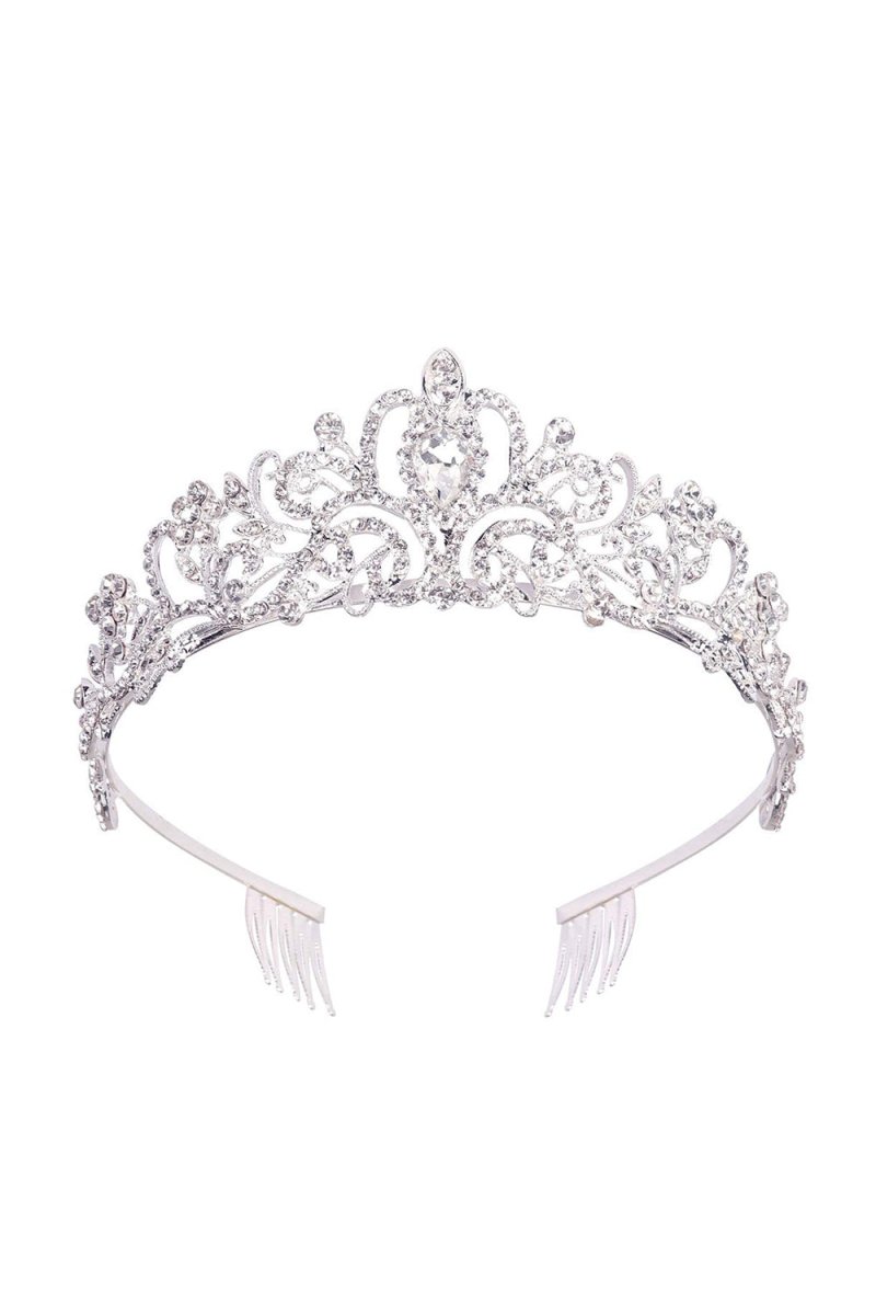 Silver Crystal Tiara Crown - KissProm