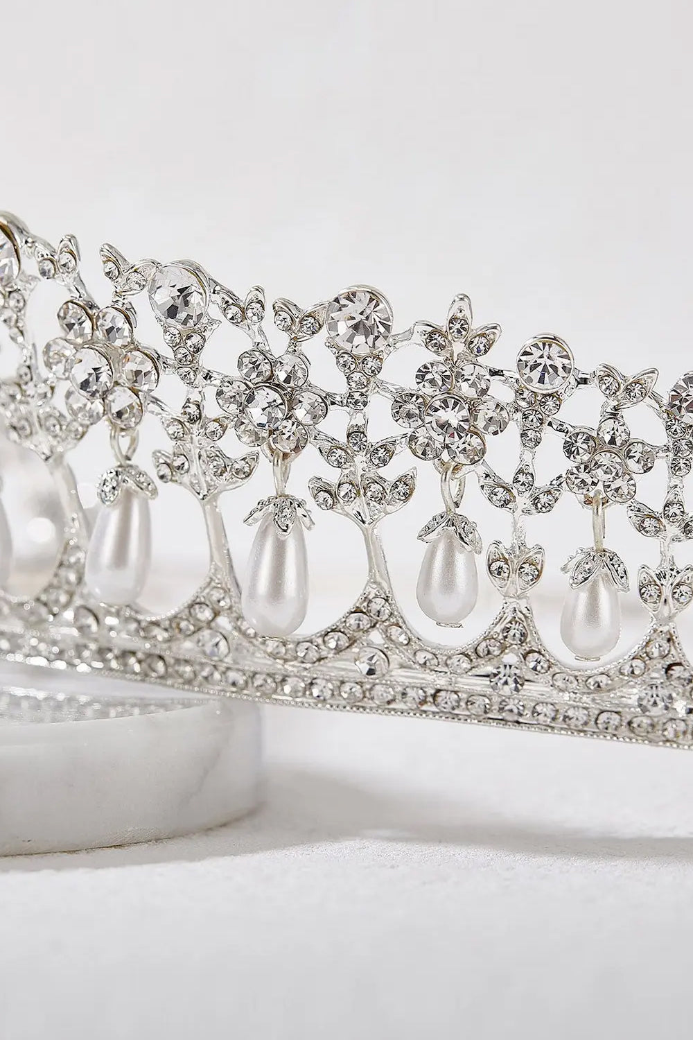 Silver Pearl Crystal Rhinestone Tiara