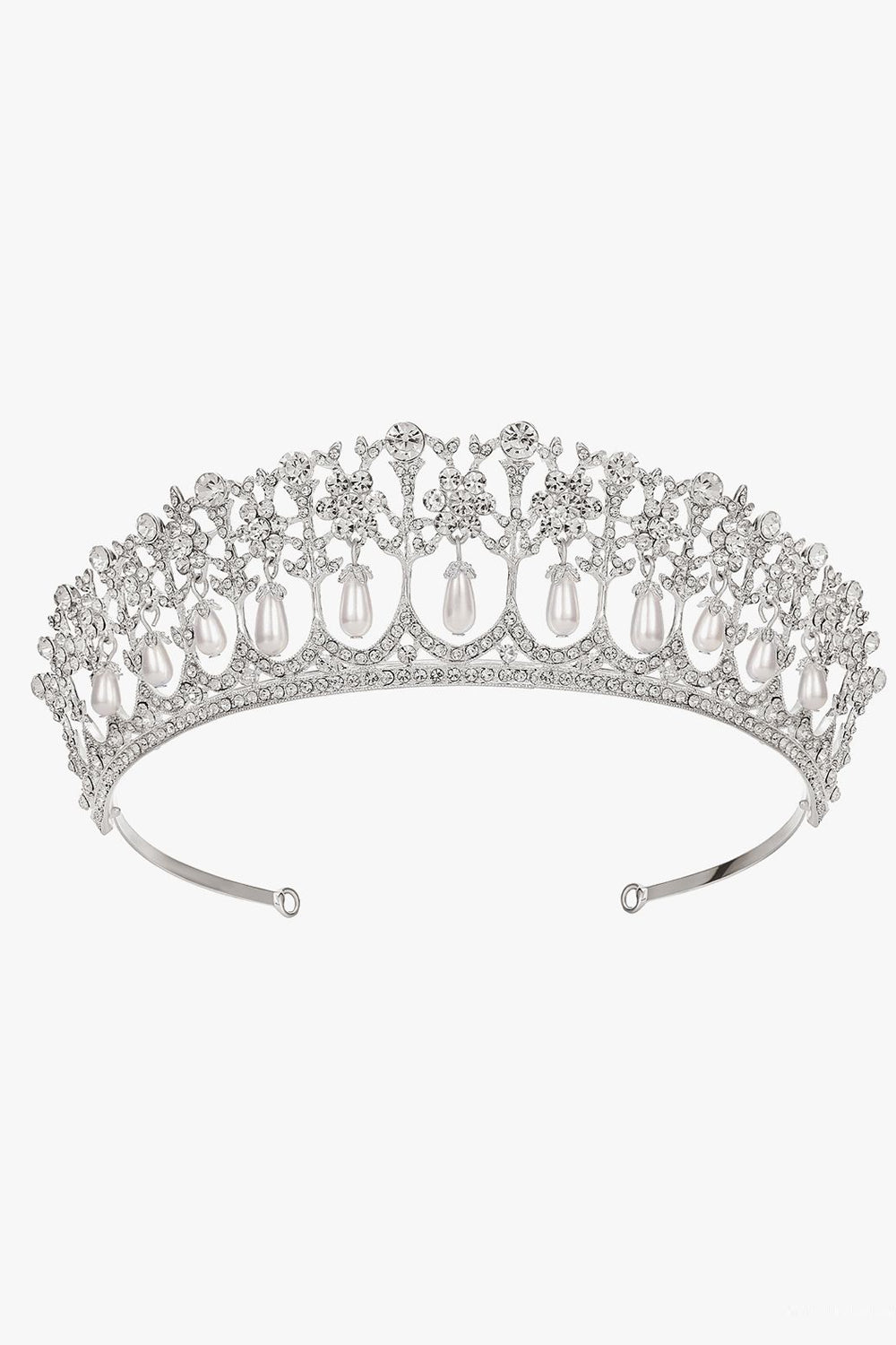 Silver Pearl Crystal Rhinestone Tiara