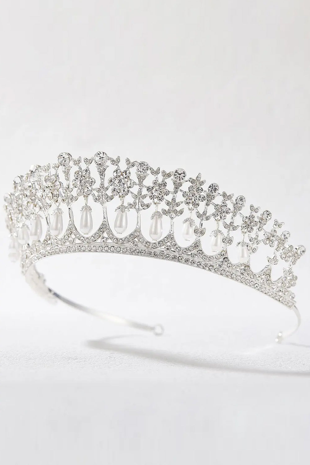 Silver Pearl Crystal Rhinestone Tiara