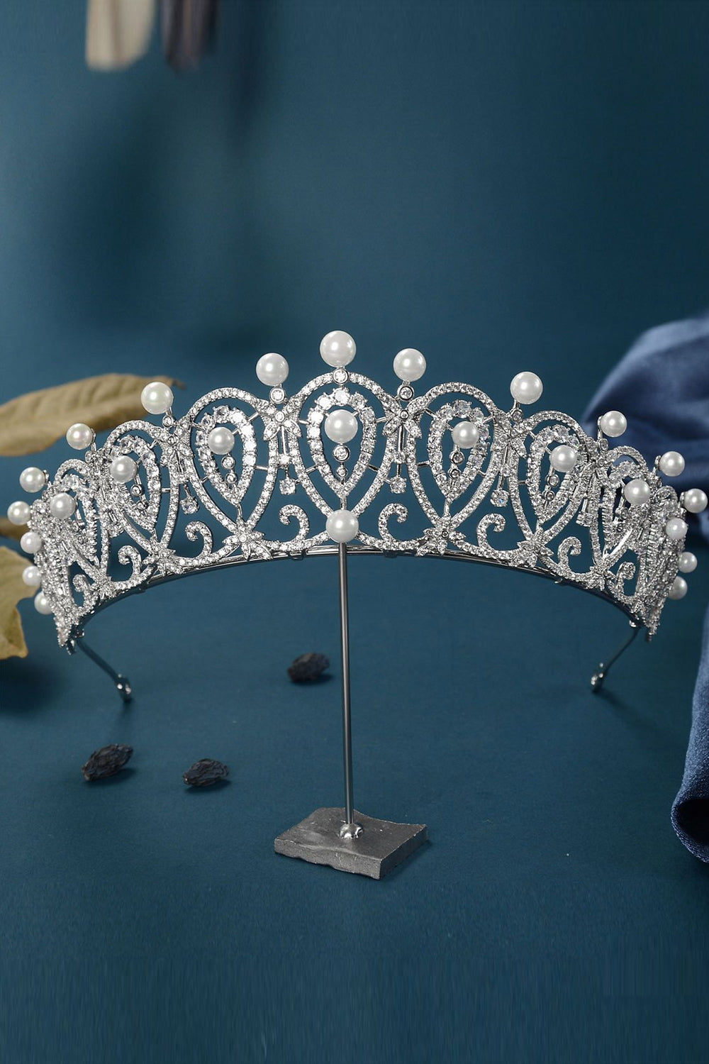 Silver Zircon Pearl Tiara