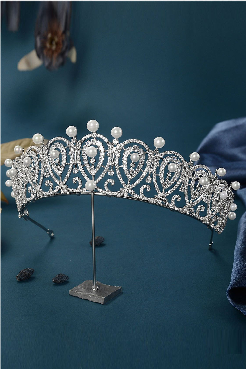 Silver Zircon Pearl Tiara