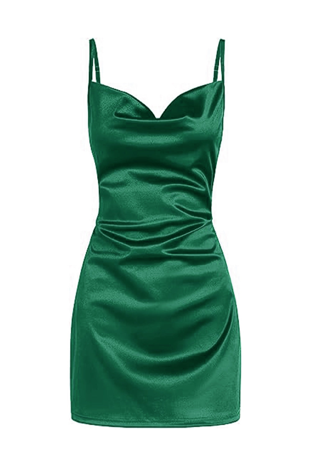 Simple Cowl Neck Champagne Satin Homecoming Dress