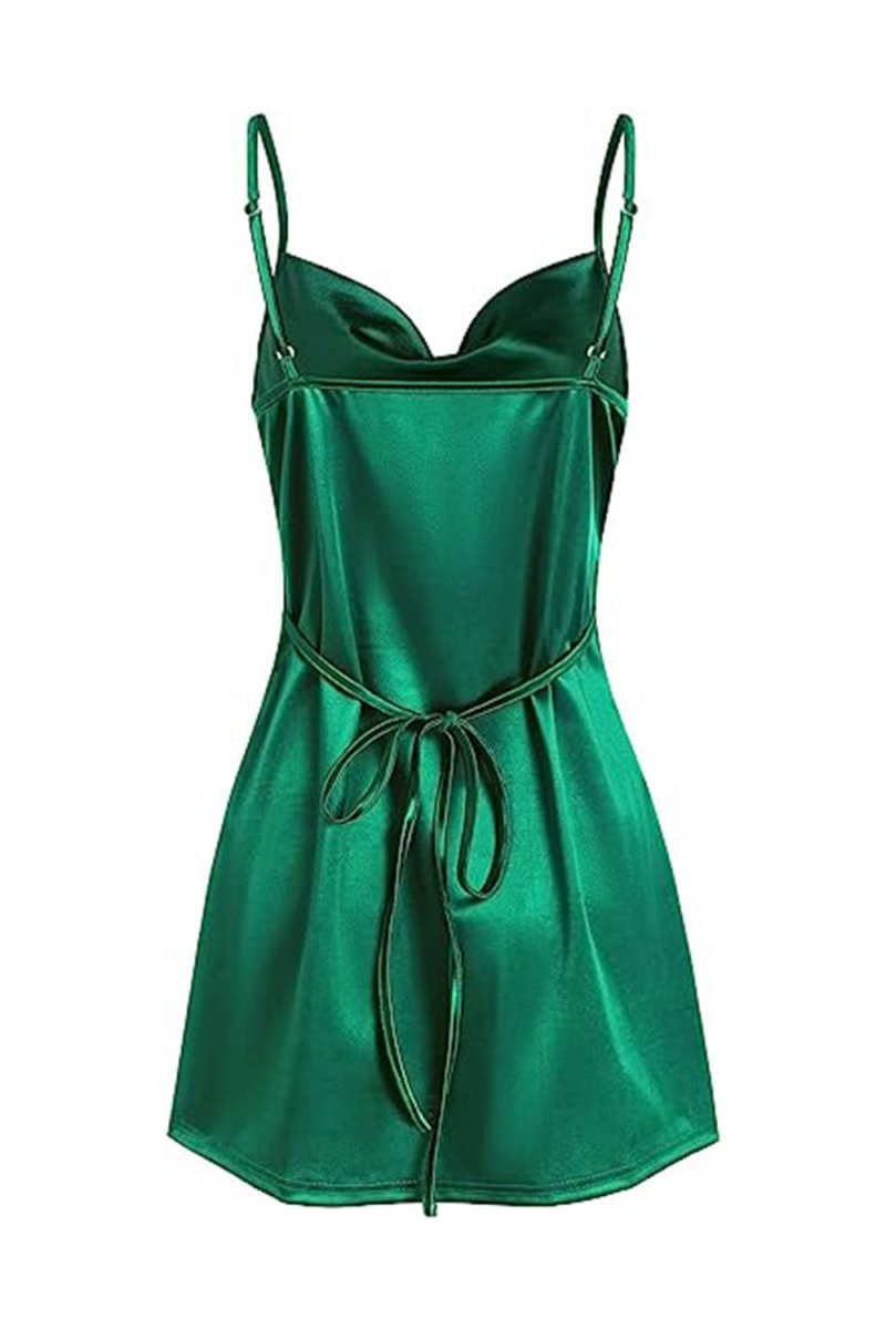 Simple Cowl Neck Champagne Satin Homecoming Dress - KissProm