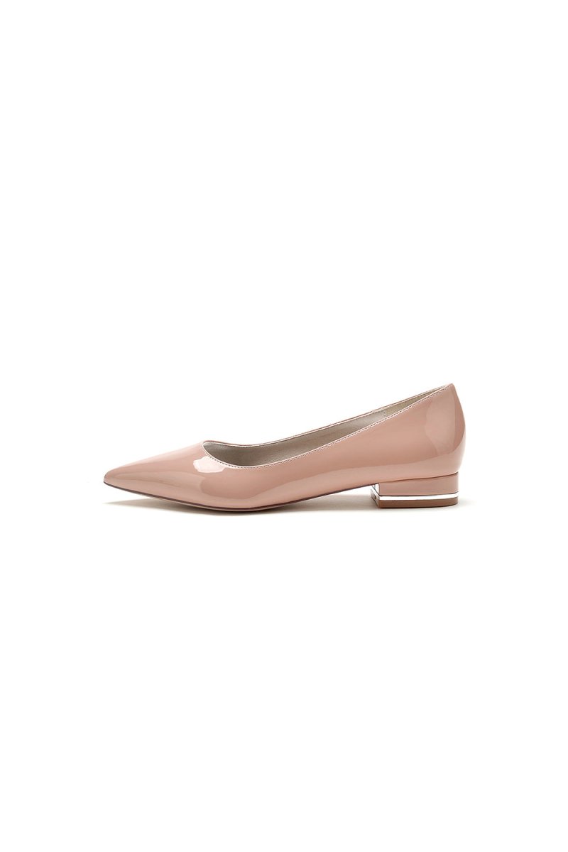 Simple Pointed Toe Slip - on Patent Leather Low Heels - KissProm