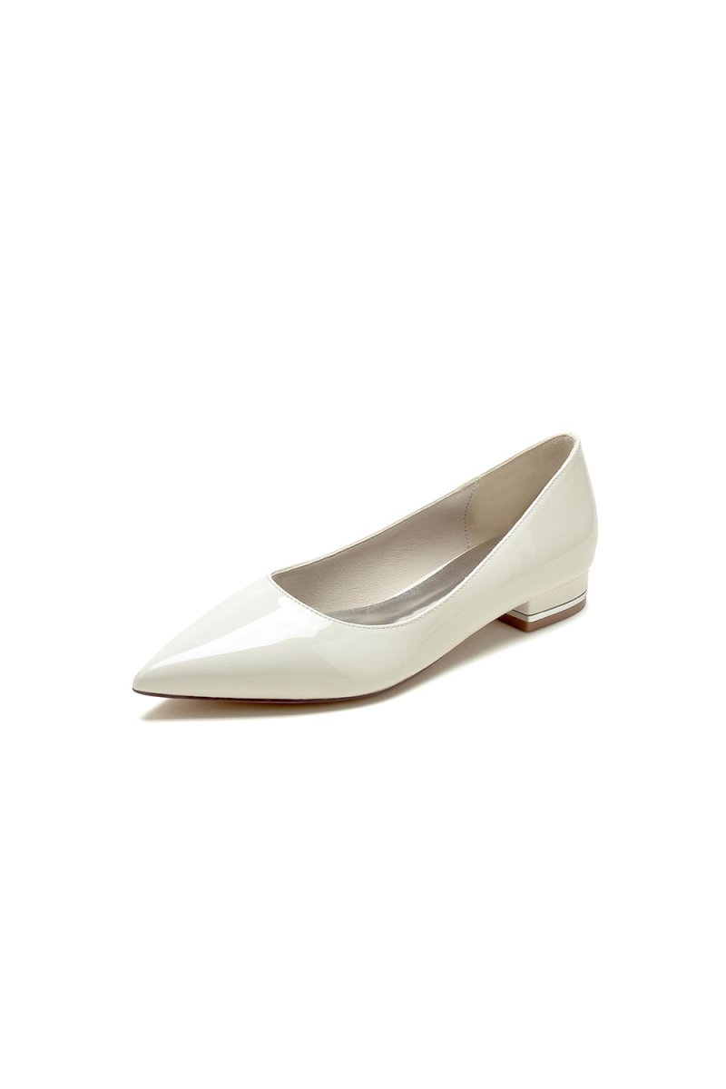 Simple Pointed Toe Slip - on Patent Leather Low Heels - KissProm