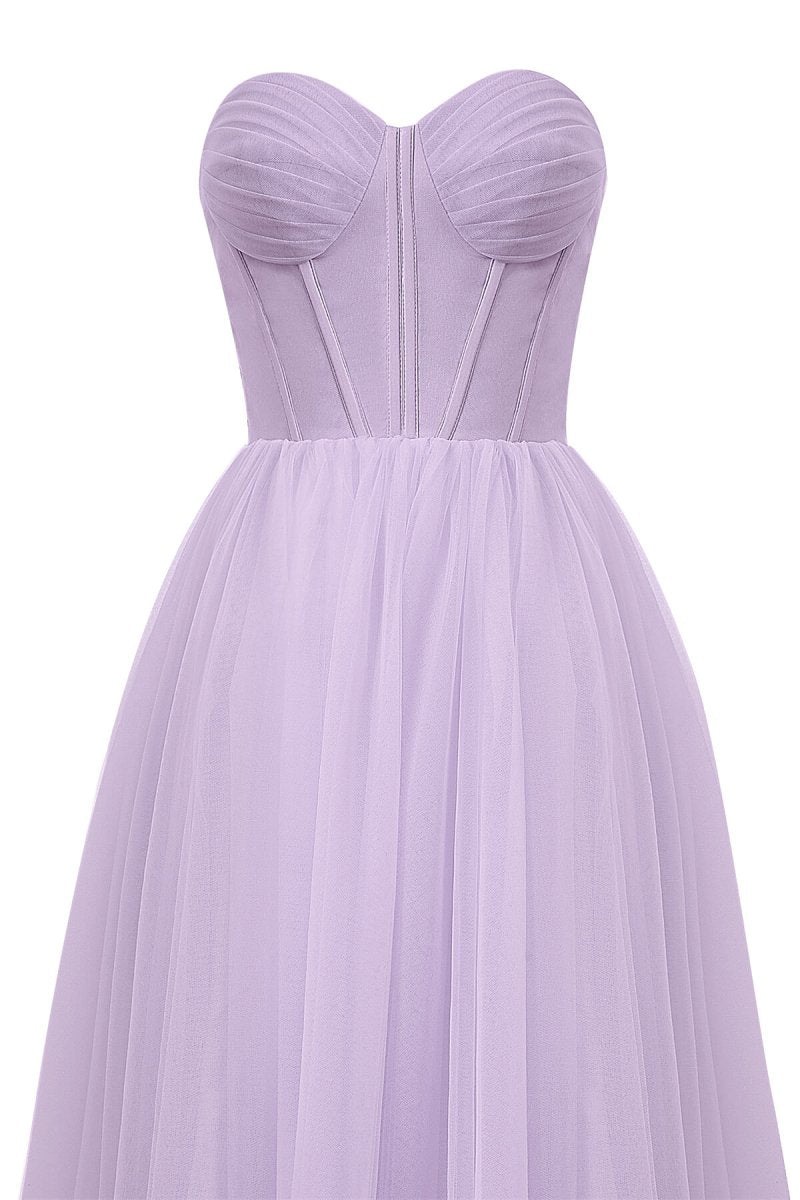 Strapless Puffy Midi Tulle Dress - KissProm