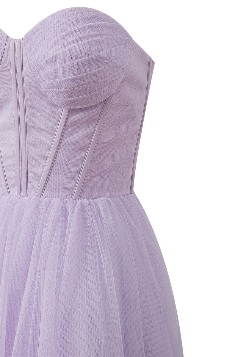 Strapless Puffy Midi Tulle Dress - KissProm