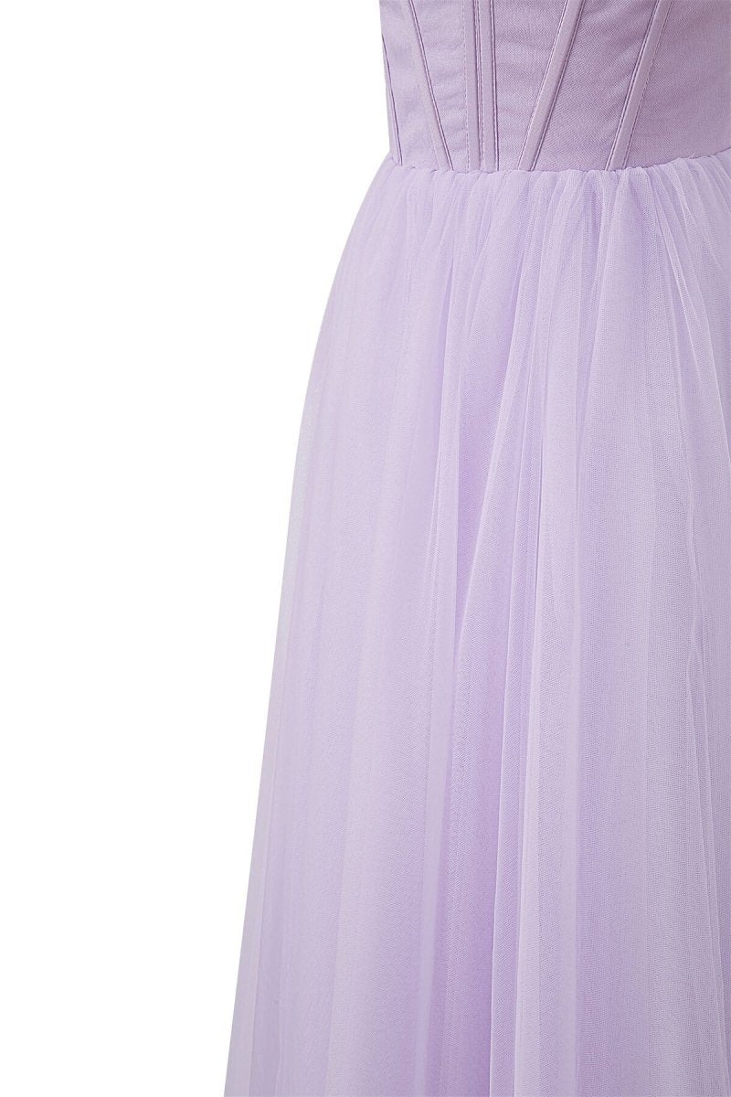 Strapless Puffy Midi Tulle Dress - KissProm