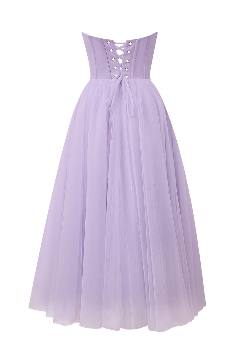 Strapless Puffy Midi Tulle Dress - KissProm