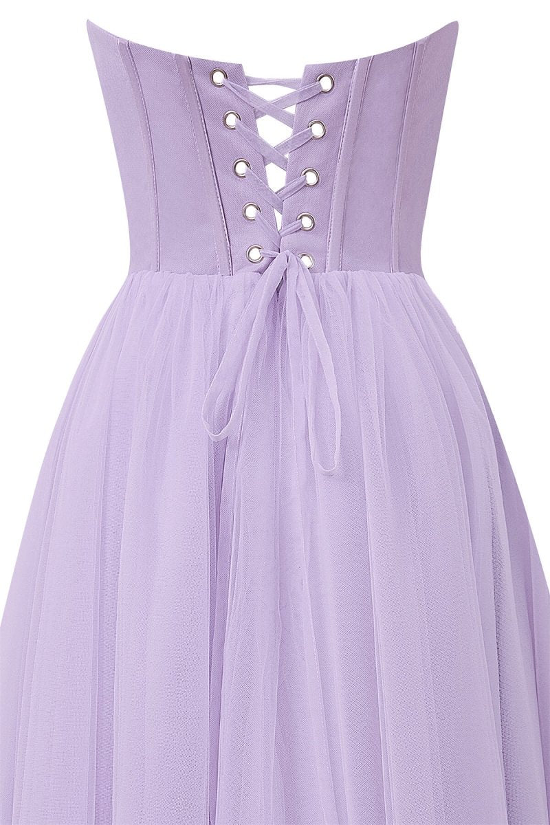 Strapless Puffy Midi Tulle Dress - KissProm