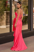 Jianna | Straps V - Neck Satin Mermaid Prom Dress with Bow - KissProm