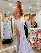 Holly |Mermaid Spaghetti Straps Lace Prom Dress With Slit - KissProm