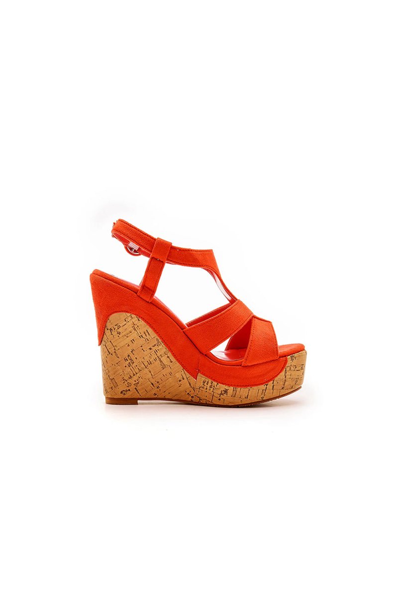 Suede Wood Grain Peep Toe Platform Wedges Sandals - KissProm