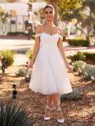 Sweet A - Line Off - The - Shoulder Little White Tulle Wedding Dresses - KissProm