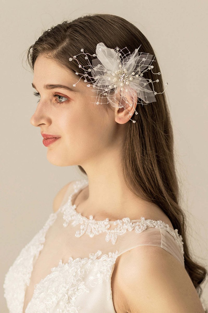 Sweet Feather Yarn Flower Handmade Hair Clip - KissProm