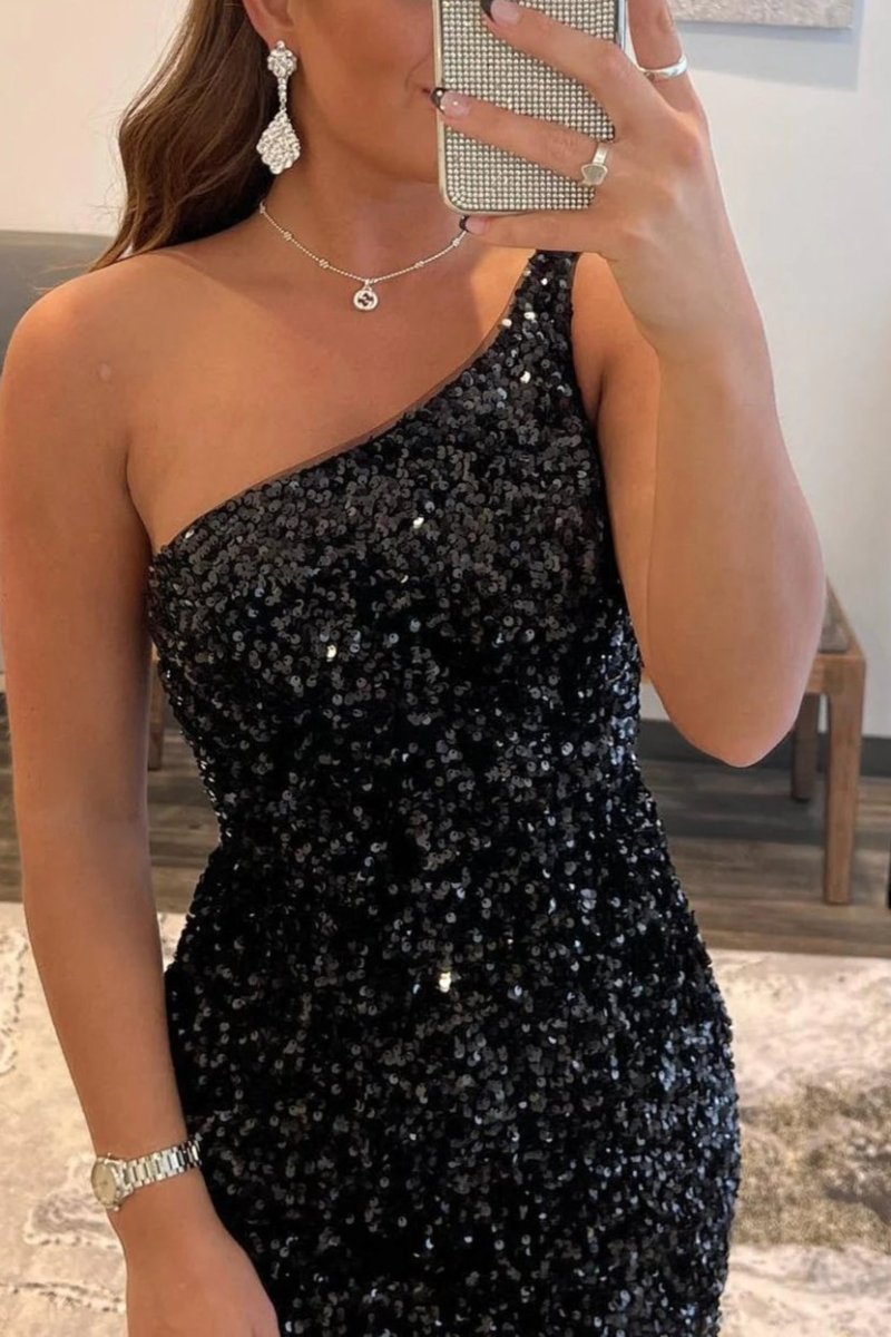 Linnea | Tight Sequins One Shoulder Homecoming Dress - KissProm