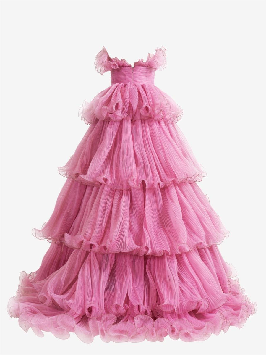 Vanessa |Strapless A - Line Tiered Crinkled Tulle Prom Dress - KissProm