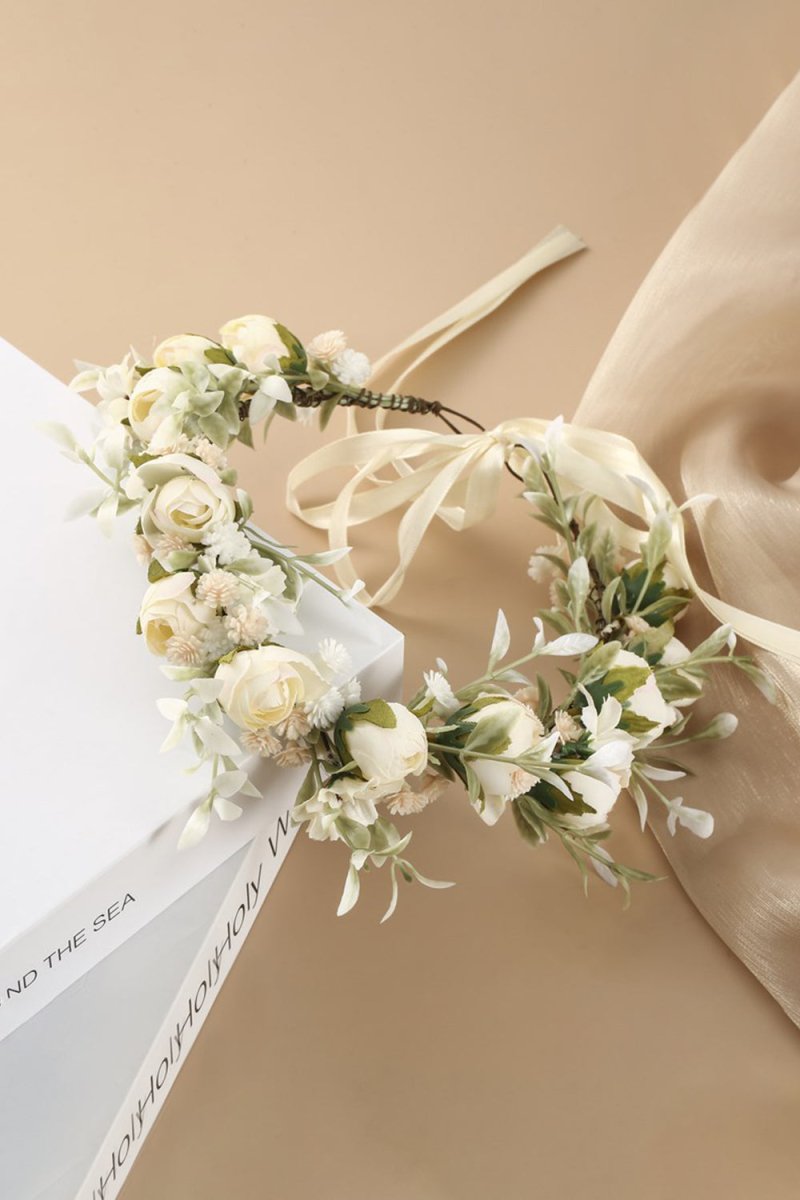 Vintage Boho Artificial Wedding Flowers Crown - KissProm