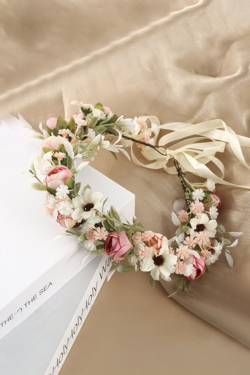 Vintage Boho Artificial Wedding Flowers Crown - KissProm