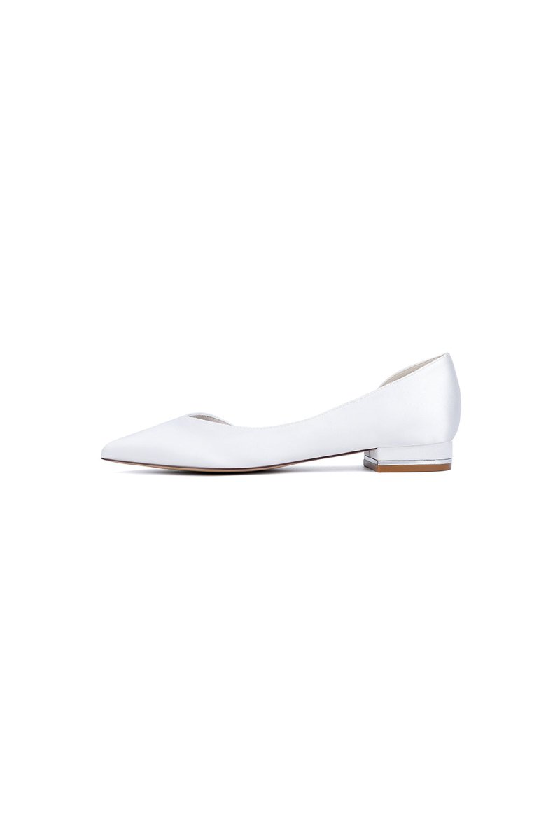 Ivory Flat Shoes with a Sleek Design - KissProm