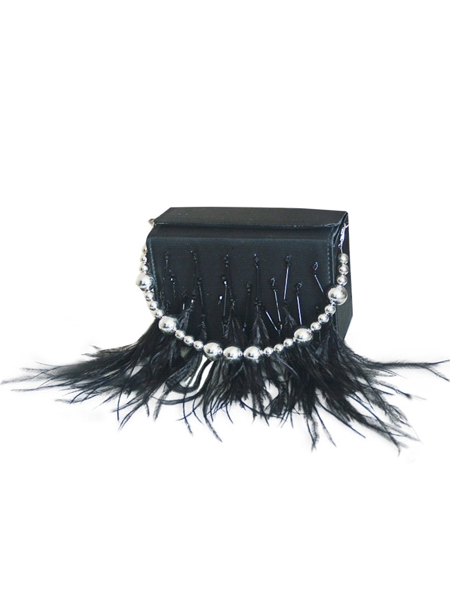 Women’s Orstrich Feather Beaded Clutch Bags - KissProm