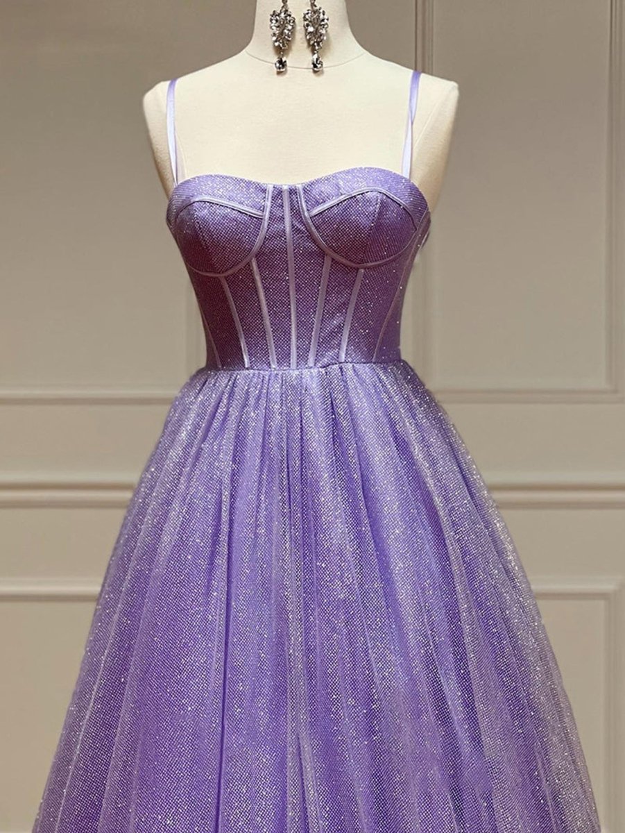 Julissa |A Line Glitter Tulle Prom Dress with Pockets - KissProm