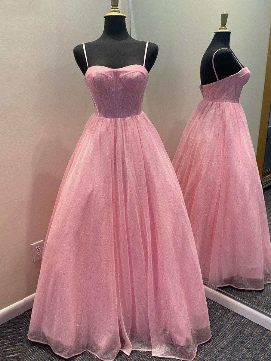 Julissa |A Line Glitter Tulle Prom Dress with Pockets - KissProm