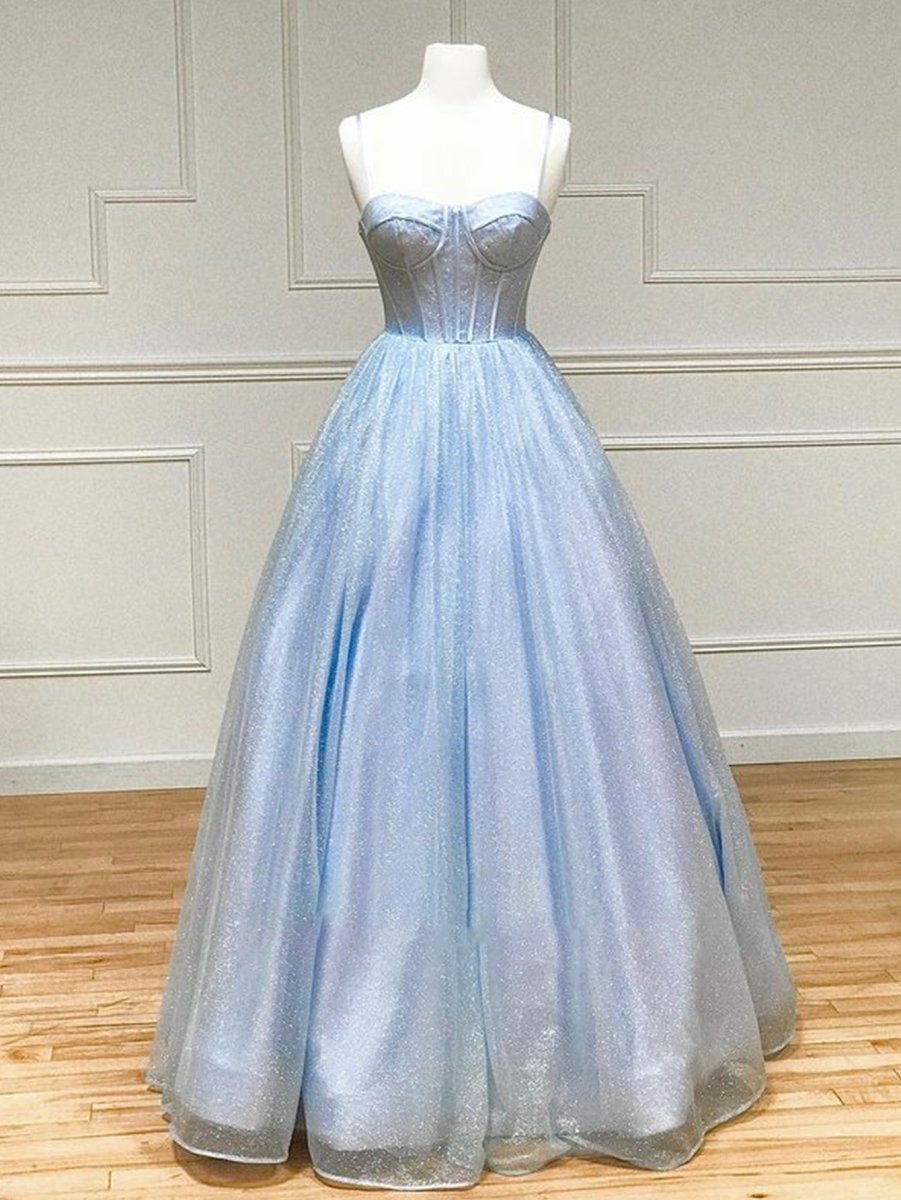 Julissa |A Line Glitter Tulle Prom Dress with Pockets - KissProm