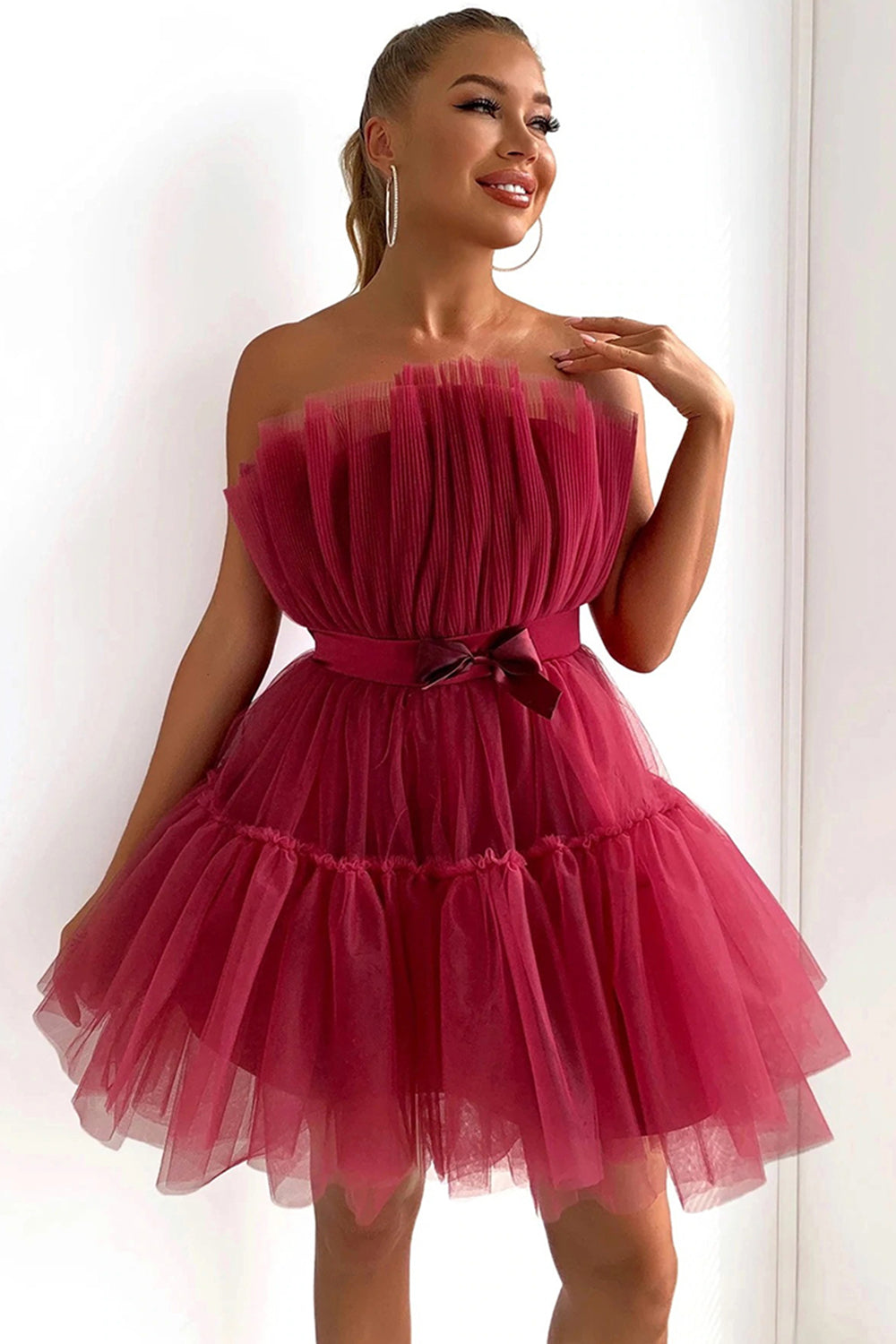 Pink and Black Short Prom Dresses