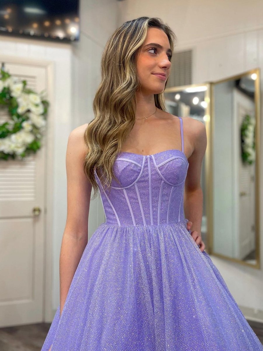 Julissa |A Line Glitter Tulle Prom Dress with Pockets - KissProm