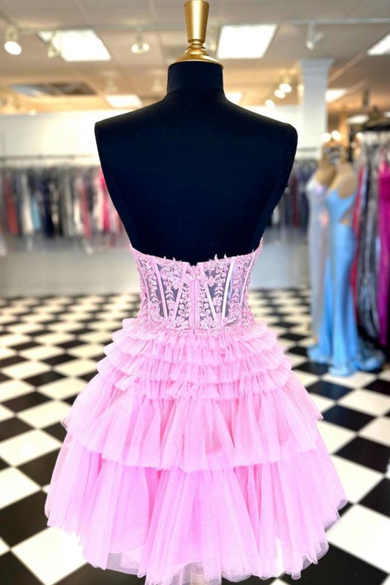 Ivy| A Line Sweetheart Homecoming Dress with Ruffles - KissProm