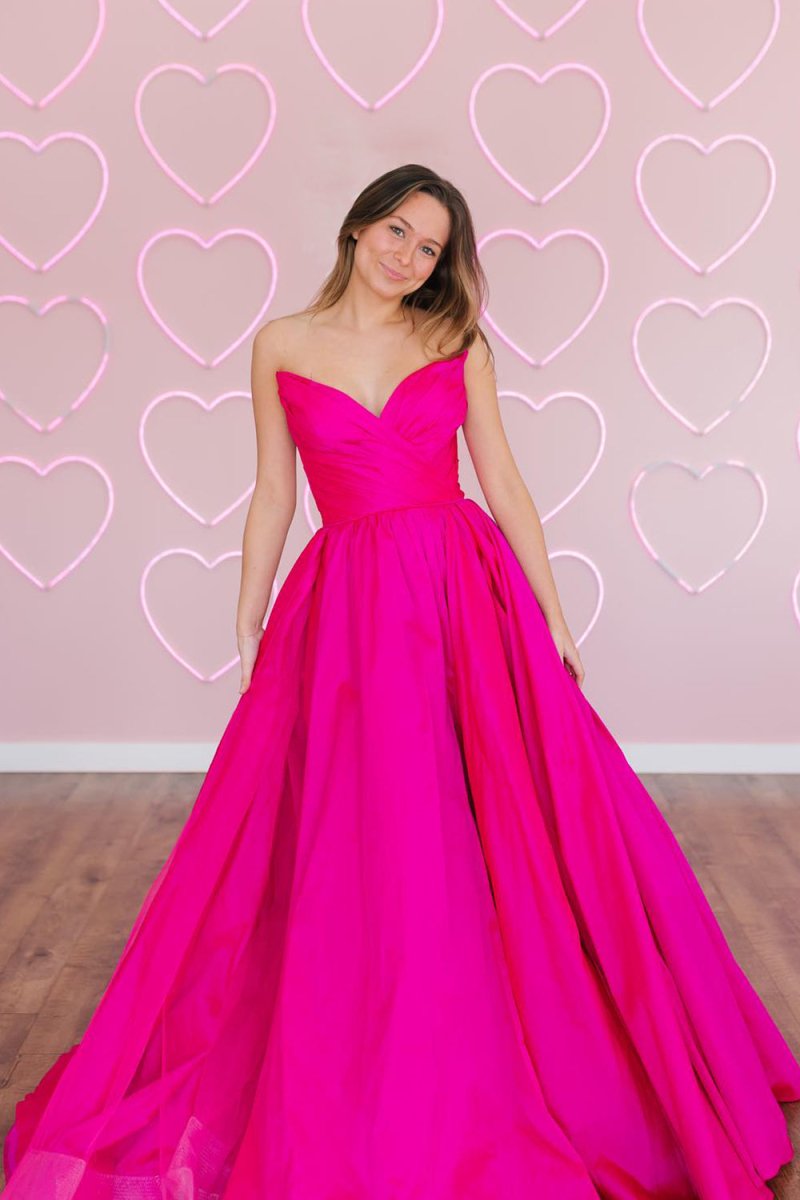 Sawyer |A - Line Strapless Satin Long Prom Dress - KissProm